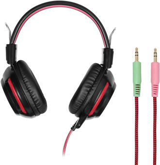 Наушники с микрофоном Оклик HS-G300 ARMAGEDDON черный/красный 2.2м мониторные оголовье (337457) - купить недорого с доставкой в интернет-магазине