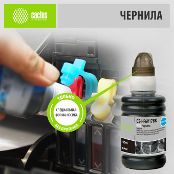 Чернила Cactus CS-I-F6V17BK №123 черный пигментный 100мл для HP DeskJet 1110/1111/1112/2130/2131/2132 - купить недорого с доставкой в интернет-магазине