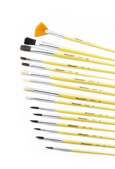 Набор кистей Silwerhof Color (наб.15шт) пон.кр.№1,2,3,4,5/плос.№1/2, 1/4, 4/кр.№3,5/плоск.№1/2, 4, 8/синт.веер.№4 - купить недорого с доставкой в интернет-магазине