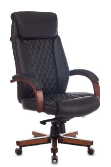 Кресло руководителя Бюрократ T-9924WALNUT черный кожа крестов. металл/дерево - купить недорого с доставкой в интернет-магазине