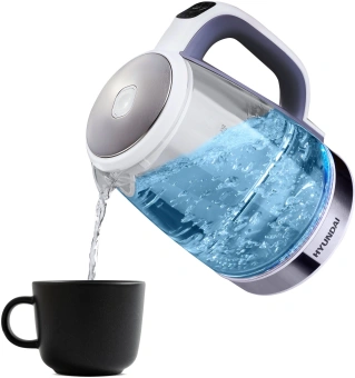 Чайник электрический Hyundai HYK-G8880 2л. 2200Вт серый/серебристый корпус: стекло - купить недорого с доставкой в интернет-магазине