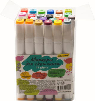 Набор маркеров для скетчинга Silwerhof двойной пиш. наконечник 1-7мм 24цв. блистер (24шт.) - купить недорого с доставкой в интернет-магазине