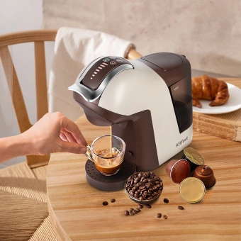 Кофемашина Kitfort КТ-7448 1400Вт коричневый/бежевый - купить недорого с доставкой в интернет-магазине