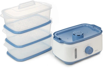 Пароварка Centek CT-1462 3ярус. 1050Вт белый/голубой - купить недорого с доставкой в интернет-магазине