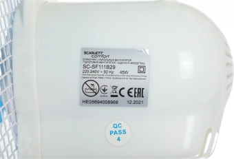 Вентилятор напольный Scarlett SC-SF111B29 45Вт скоростей:3 белый/голубой - купить недорого с доставкой в интернет-магазине