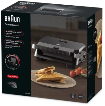 Электрогриль Braun SnackMaker 5 SM5000 BK 800Вт черный - купить недорого с доставкой в интернет-магазине