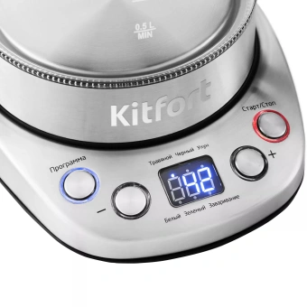 Чайник электрический Kitfort КТ-650 1.5л. 2200Вт серебристый корпус: стекло/металл - купить недорого с доставкой в интернет-магазине