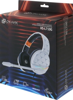 Наушники с микрофоном Оклик HS-L710G белый/черный 2м мониторные оголовье (1978693) - купить недорого с доставкой в интернет-магазине