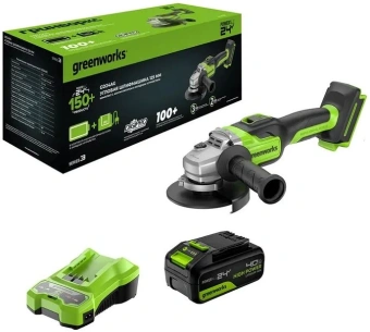 Углошлифовальная машина Greenworks GD24AG 754Вт 10500об/мин рез.шпин.:M14 d=125мм (3200207CUB) - купить недорого с доставкой в интернет-магазине