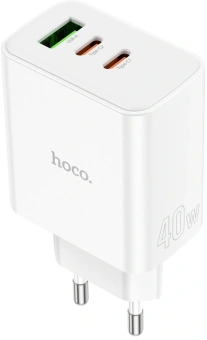 Сетевое зар./устр. Hoco C126A Pure power PD40W three-port(2C1A) charger(EU 40W (PD+QC) белый - купить недорого с доставкой в интернет-магазине