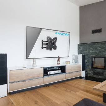 Кронштейн для телевизора Kromax OPTIMA-214 черный 20"-43" макс.30кг настенный поворотно-выдвижной и наклонный - купить недорого с доставкой в интернет-магазине