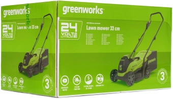 Газонокосилка ручная Greenworks GD24LM33K4 (2516107UB) - купить недорого с доставкой в интернет-магазине
