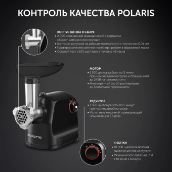 Мясорубка Polaris PMG 1875 RUS 1600Вт черный - купить недорого с доставкой в интернет-магазине