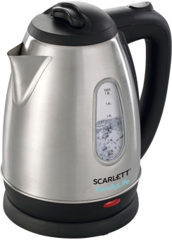 Чайник электрический Scarlett SC-EK21S20 1.8л. 1600Вт черный/серебристый корпус: металл/пластик (EK21S20) - цена, купить или заказать с доставкой в интернет-магазине Чайник электрический Scarlett SC-EK21S20 1.8л. 1600Вт черный/серебристый корпус: металл/пластик (EK21S20) - купить недорого с доставкой в интернет-магазине