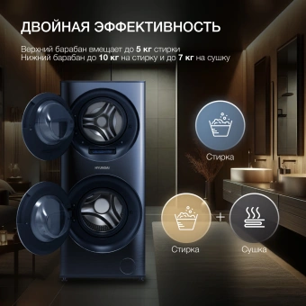 Стиральная машина Hyundai WMD9425 класс: A+++ загр.фронтальная макс.:15кг (с сушкой) темно-синий - купить недорого с доставкой в интернет-магазине