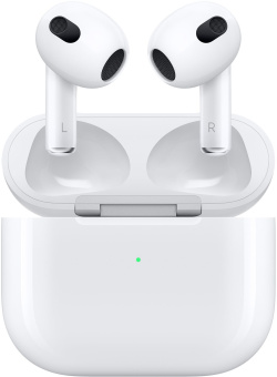 Гарнитура вкладыши Apple AirPods 3 A2565,A2564,A2566 белый беспроводные bluetooth в ушной раковине (MME73ZA/A) - купить недорого с доставкой в интернет-магазине