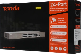 Коммутатор Tenda TEF1126P-24-250W (L2) 24x100Мбит/с 2x1Гбит/с 1SFP 24PoE 230W неуправляемый - купить недорого с доставкой в интернет-магазине