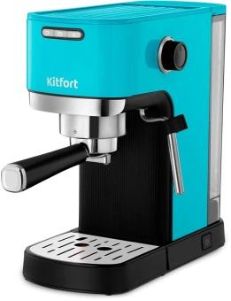 Кофеварка рожковая Kitfort КТ-7461 1350Вт бирюзовый/черный - купить недорого с доставкой в интернет-магазине