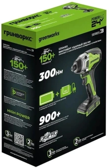 Винтоверт Greenworks GD24ID3 аккум. патрон:шестигр.1/4" (3802807CUB) - купить недорого с доставкой в интернет-магазине