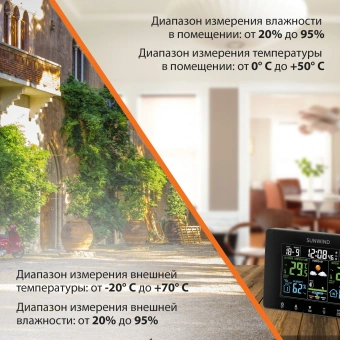 Погодная станция SunWind SW-WSH160-COLOR черный - купить недорого с доставкой в интернет-магазине