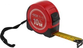 Рулетка строительная RGK R10 дл.полотна 10м изм.шкала в см зацеп простой красный/черный (774918) - купить недорого с доставкой в интернет-магазине