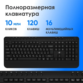 Клавиатура Оклик K257W черный USB беспроводная Multimedia (подставка для запястий) (2070286) - купить недорого с доставкой в интернет-магазине