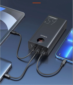 Мобильный аккумулятор Romoss PEA40PF 40000mAh QC3.0 22.5W 5A 2xUSB-A/USB-C черный (6973693499151) - купить недорого с доставкой в интернет-магазине