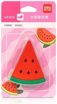 Ластик Deli VP414wat VP414PINK арбуз 54x23x16мм розовый блистер с европодвесом - купить недорого с доставкой в интернет-магазине