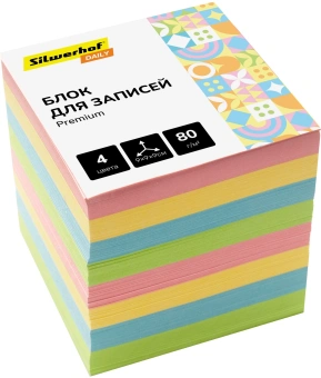 Блок для записей бумажный Silwerhof Daily Премиум 90x90x90мм 80г/м2 4цв.в упак. - цена, купить или заказать с доставкой в интернет-магазине Блок для записей бумажный Silwerhof Daily Премиум 90x90x90мм 80г/м2 4цв.в упак. - купить недорого с доставкой в интернет-магазине