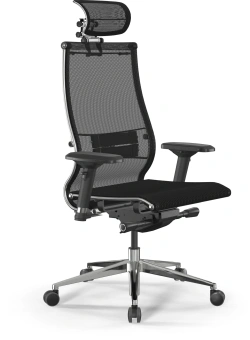 Кресло Метта Samurai S-3 черный сиденье черный сетка с подголов. крестов. металл хром - купить недорого с доставкой в интернет-магазине