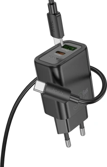 Сетевое зар./устр. Hoco N63 Gentle 30W 3A (PD+QC) черный (44396) - купить недорого с доставкой в интернет-магазине