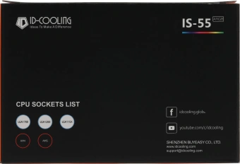 Устройство охлаждения(кулер) ID-Cooling IS-55 ARGB ARGB Soc-AM5/AM4/1200/1700/1851 черный 4-pin 31.2-31.2dB Al+Cu 125W 450gr Ret - купить недорого с доставкой в интернет-магазине
