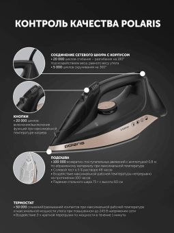 Утюг Polaris PIR 2483K 2400Вт черный/золотистый - купить недорого с доставкой в интернет-магазине