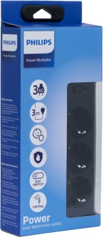 Сетевой фильтр Philips CHP2135BB/51 3м (3 розетки) черный (коробка) - купить недорого с доставкой в интернет-магазине