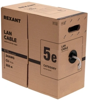 Кабель информационный Rexant 01-0143-R кат.5E F/UTP 4 пары 24AWG PVC внутренний 305м серый - купить недорого с доставкой в интернет-магазине