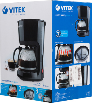 Кофеварка капельная Vitek VT-1528-01 750Вт черный - купить недорого с доставкой в интернет-магазине