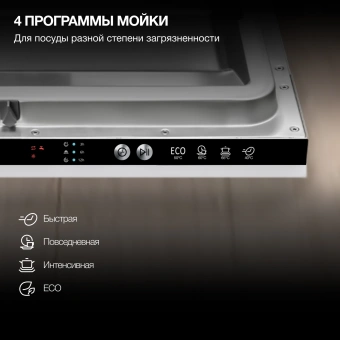 Посудомоечная машина встраив. Hyundai HBD 641 2100Вт полноразмерная нержавеющая сталь инвертор - купить недорого с доставкой в интернет-магазине