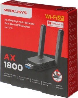 Сетевой адаптер Wi-Fi Mercusys MA72XH AX1800 USB 3.0 (ант.внеш.несъем.) 2ант. - купить недорого с доставкой в интернет-магазине