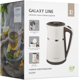Чайник электрический Galaxy Line GL 0339 1.7л. 2200Вт бежевый корпус: металл/пластик (ГЛ0339ЛБЕЖ) - купить недорого с доставкой в интернет-магазине