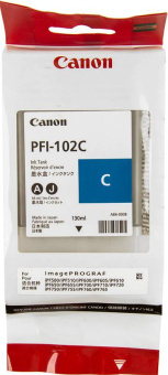 Картридж струйный Canon PFI-102C 0896B001 голубой (130мл) для Canon iPF510/605/610/650/655/750/760/765 - купить недорого с доставкой в интернет-магазине