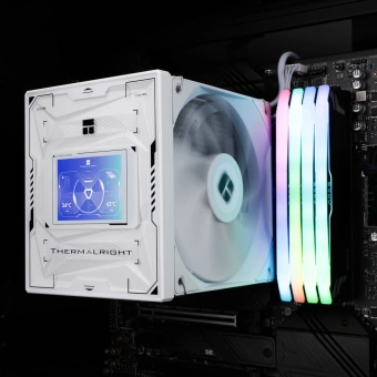 Устройство охлаждения(кулер) Thermalright Burst Assassin Vision 120 Soc-AM5/AM4/1200/1700/1851 белый 4-pin 25.6dB Al+Cu LCD Ret (BA120-VISION-WH) - купить недорого с доставкой в интернет-магазине
