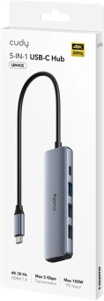 Разветвитель USB-C Cudy UH405 3порт. серебристый - купить недорого с доставкой в интернет-магазине