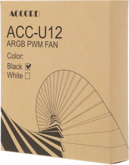Вентилятор для корпуса Accord ACC-U12 ARGB 120х120x25 черный 4-pin 27дБ (ACC-U12 ARGB BLACK) brown box - купить недорого с доставкой в интернет-магазине