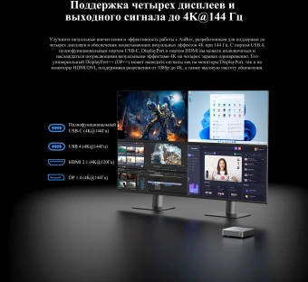 ПК Мини Chuwi AuBox Ryzen 7 8745HS (3.8) 16Gb SSD512Gb 780M Windows 11 Pro 2x2.5GbitEth WiFi BT 120W серебристый/черный - купить недорого с доставкой в интернет-магазине