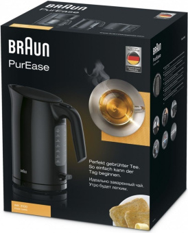 Чайник электрический Braun WK3100BK 1.7л. 2200Вт черный (корпус: пластик) - купить недорого с доставкой в интернет-магазине