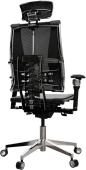 Кресло руководителя эргономичное Метта Yoga Spine Triumph B2 (Черный CC.50.15.13A) Infinity Easy Clean экокожа/сетка с подголов. крестов. алюминий хром - купить недорого с доставкой в интернет-магазине