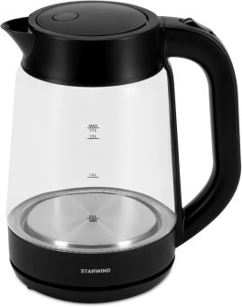 Чайник электрический Starwind SKG4030 1.7л. 2200Вт черный корпус: стекло/пластик - купить недорого с доставкой в интернет-магазине