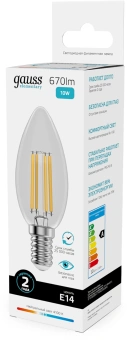 Лампа филам. Gauss Filament 10Вт цок.:E14 свеча 220B св.свеч.бел.нейт. (упак.:10шт) (32120) - купить недорого с доставкой в интернет-магазине