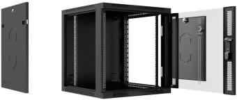 Шкаф коммутационный Cabeus (SH-05F-9U60/45-BK) настенный 9U 600x450мм пер.дв.стекл 60кг черный 390мм IP20 сталь - купить недорого с доставкой в интернет-магазине