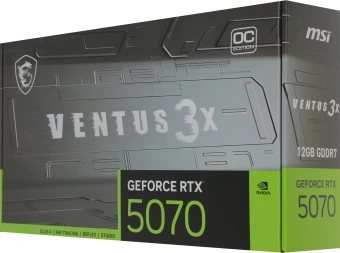 Видеокарта MSI PCI-E 5.0 RTX 5070 12G VENTUS 3X OC NVIDIA GeForce RTX 5070 12Gb 192bit GDDR7 2542/28000 HDMIx1 DPx3 HDCP Ret - купить недорого с доставкой в интернет-магазине